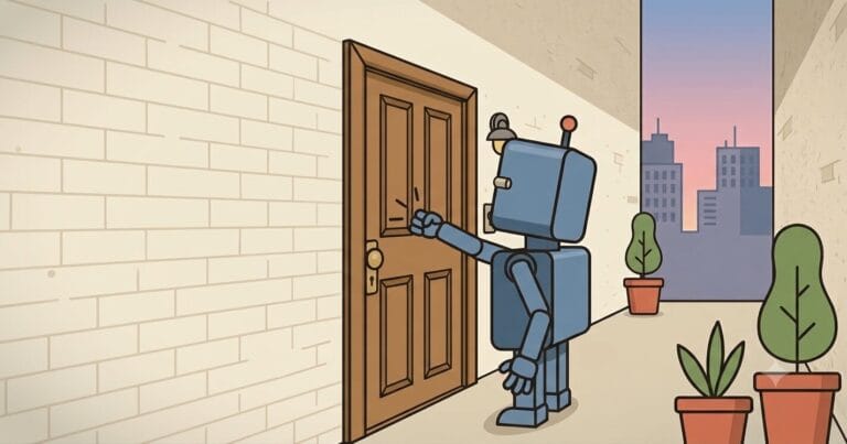 Robot knocking on a door.